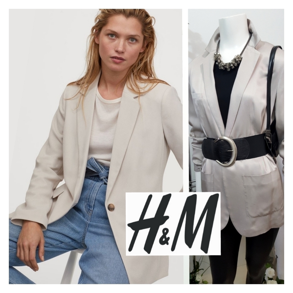 H&M🔖Siky Boyfriend Blazer🔱Casual One Button♡Notch Lapels♡Patch Pocket